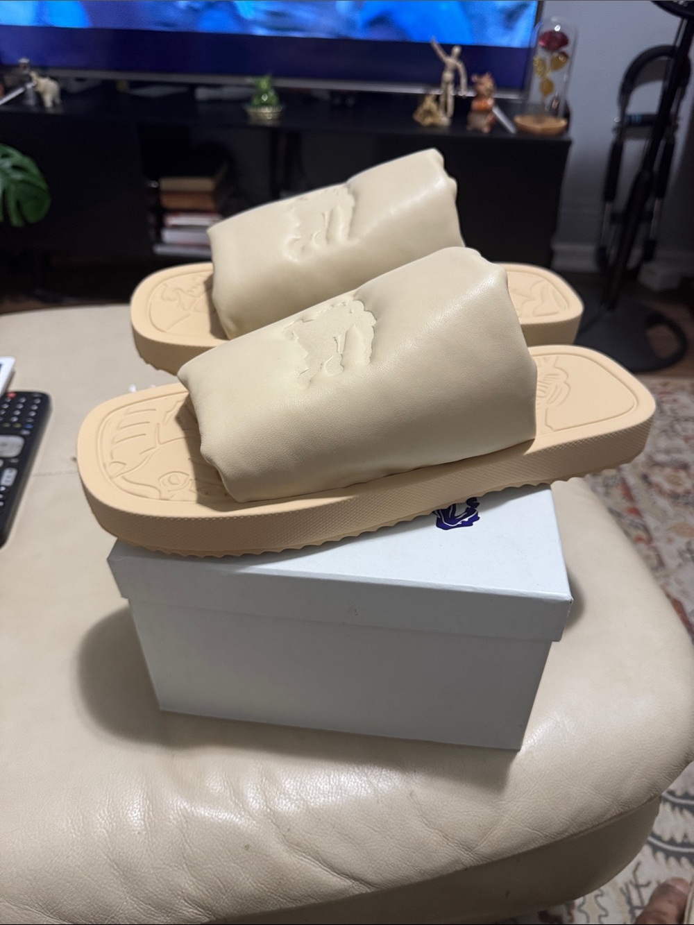 Burberry Beige Padded Slide Sandals
